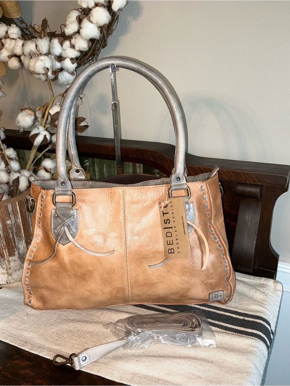 NWT Bed Stu Rockababy Satchel Crossbody Shoulder Bag Oats Icicle Rustic MSRP 295